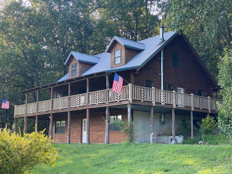 Arkansas Log Home Large Acreage : Melbourne : Izard County : Arkansas