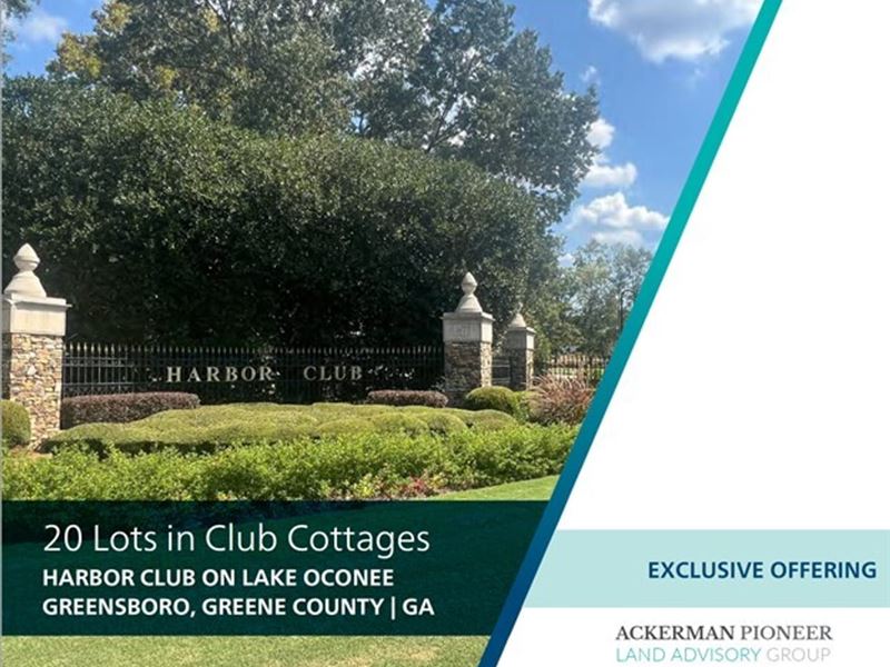 20 Lots in Club Cottages at Harbor : Greensboro : Greene County : Georgia